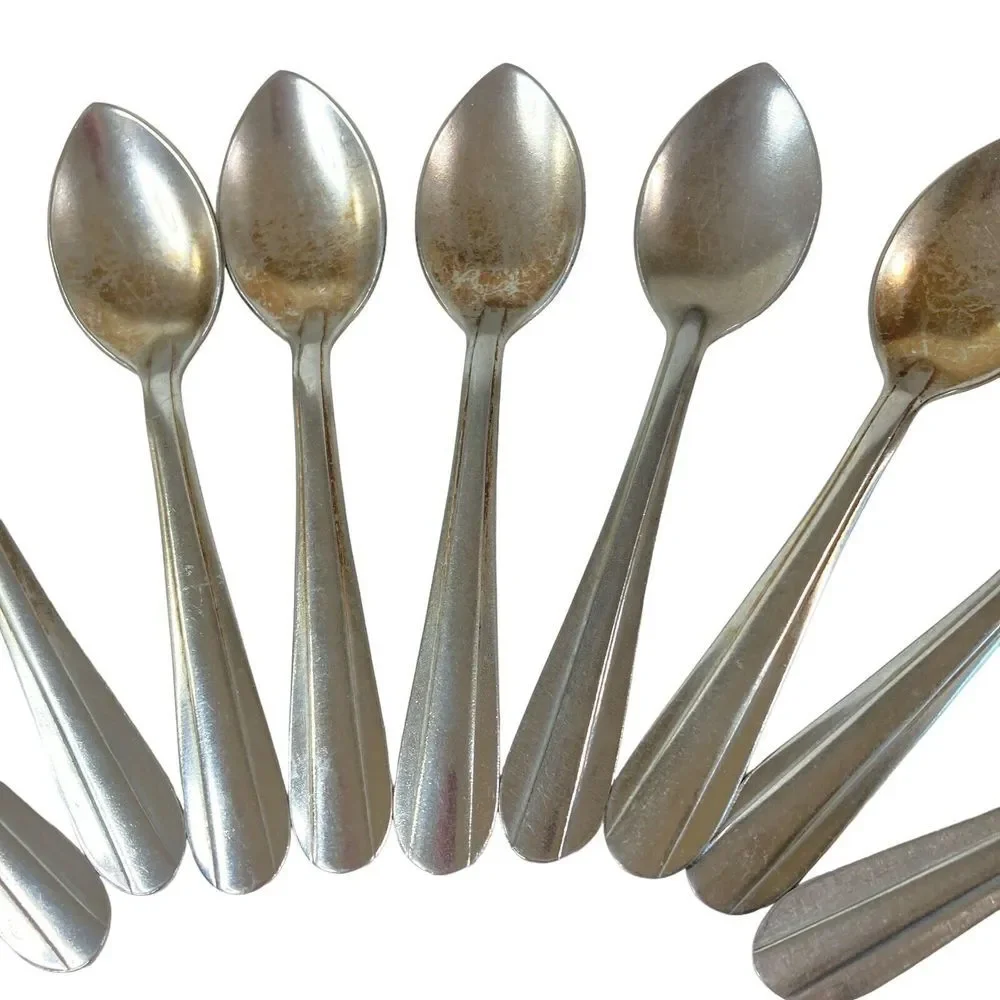 9 Vintage Hudson‎ Stainless Steel Silverware  Small Teaspoons Spoons Taiwan